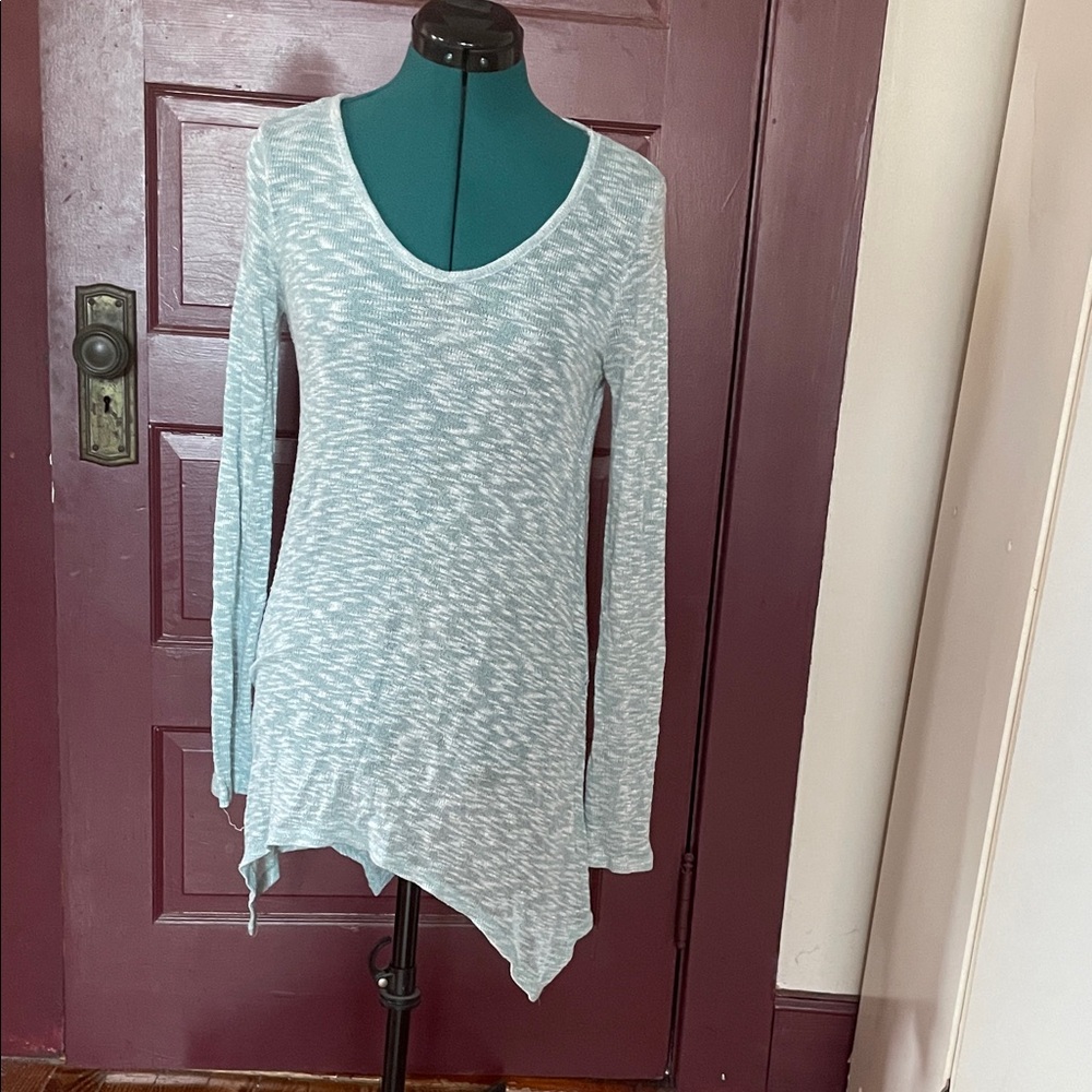 Women's Light Green and White Asymmetrical Top
